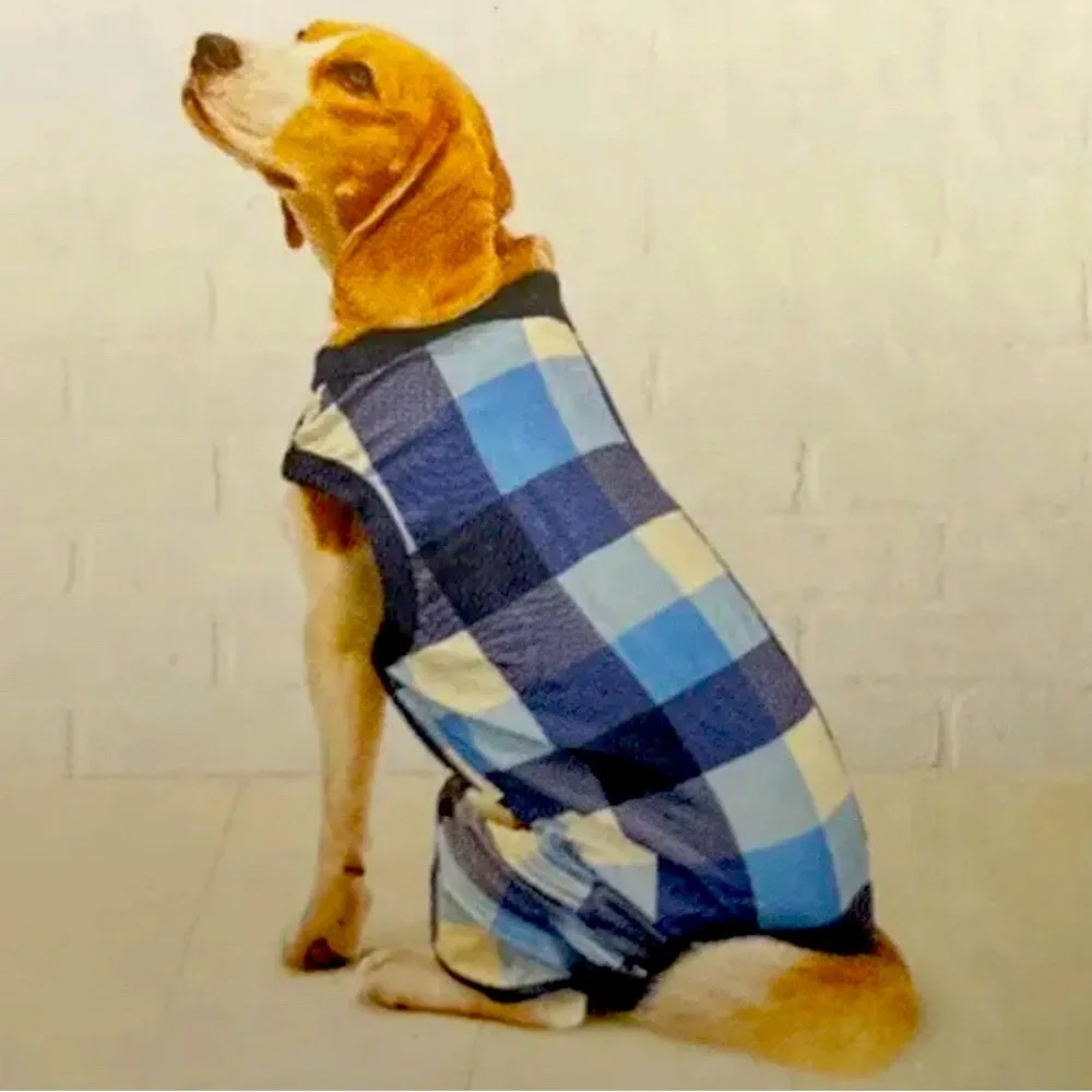 Dog Blue and White Buffalo Plaid Pajamas Size Large NWT